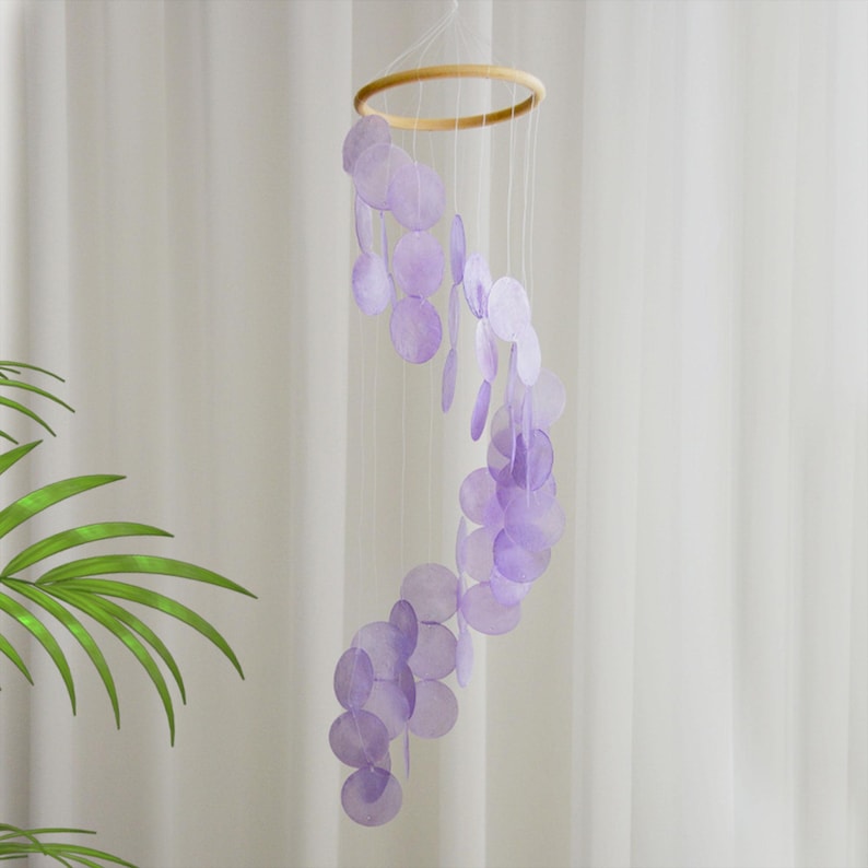 Carillon éolien jaune en forme de coquille Capiz à suspendre, attrape-rêves bohème, décoration de jardin, multicolore
