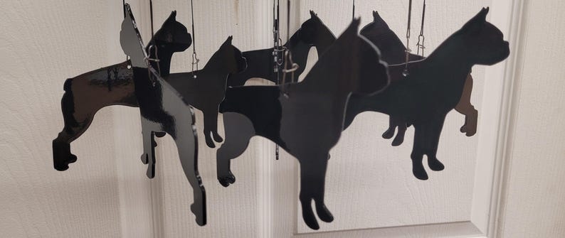 Carillon éolien Boston Terrier en acier découpé au plasma, 81 cm, décoration intérieure et extérieure