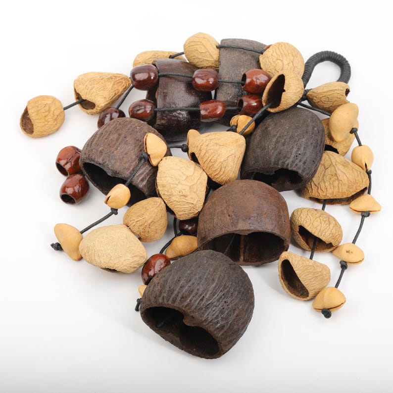 Carillon Éolien en Fruits Naturel 12,99 Pouces, 51 Pièces Coquillages Chacha Panj Pala Salin, Suspension Décorative pour Cour et Jardin