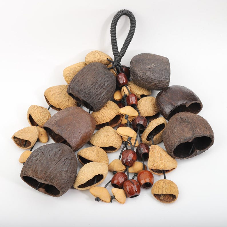 Carillon Éolien en Fruits Naturel 12,99 Pouces, 51 Pièces Coquillages Chacha Panj Pala Salin, Suspension Décorative pour Cour et Jardin