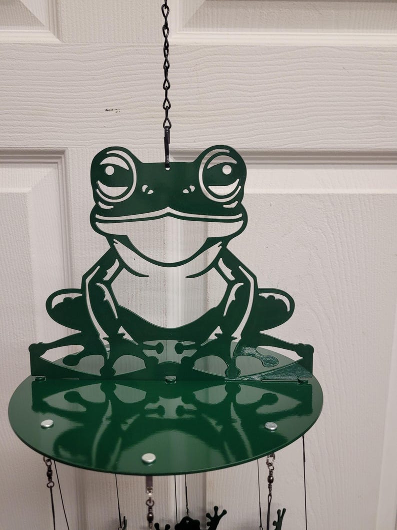 Carillon éolien grenouille en acier découpé au plasma, décoration extérieure et intérieure, peint à la main, 81 cm