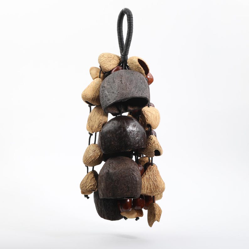 Carillon Éolien en Fruits Naturel 12,99 Pouces, 51 Pièces Coquillages Chacha Panj Pala Salin, Suspension Décorative pour Cour et Jardin