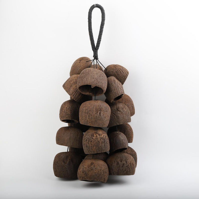 Carillon éolien en coquillages 18 po, 24 coquillages salins naturels, sons mélodieux pour cour et balcon