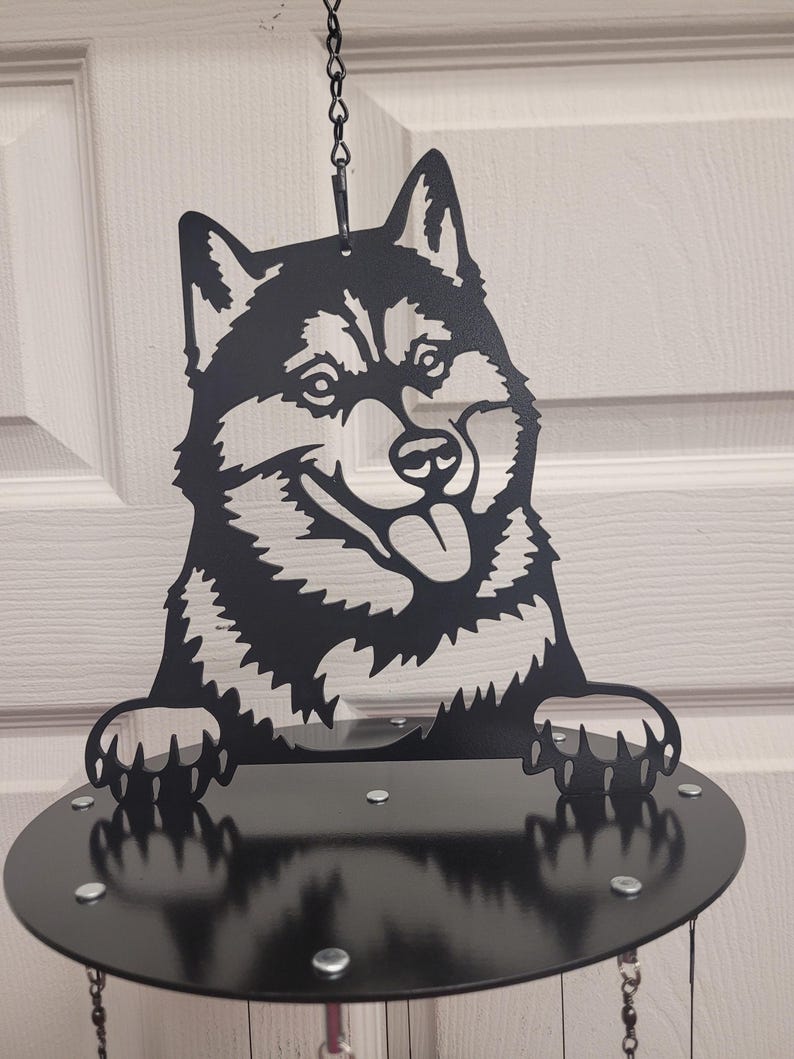 Carillon éolien extérieur Husky, acier découpé au plasma, peint à la main, 81 cm