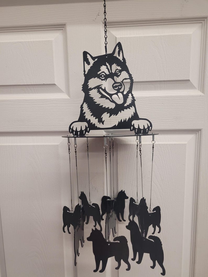 Carillon éolien extérieur Husky, acier découpé au plasma, peint à la main, 81 cm