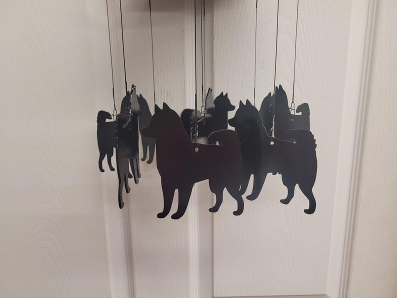 Carillon éolien extérieur Husky, acier découpé au plasma, peint à la main, 81 cm