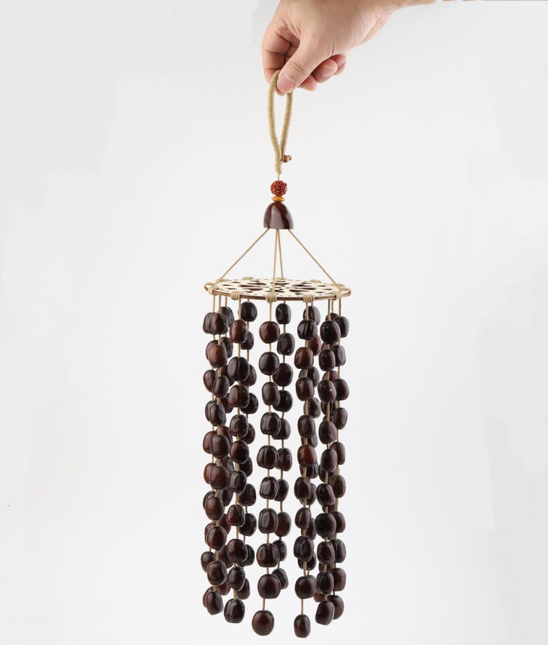 Carillon Éolien en Coquille de Fruit, 111 Pièces, 50 cm, Son Naturel, Décoration de Cour et Balcon