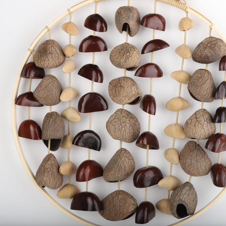 Carillon éolien en coquillages de 17 po, 72 pièces dont panji, son naturel, décoration de cour et balcon
