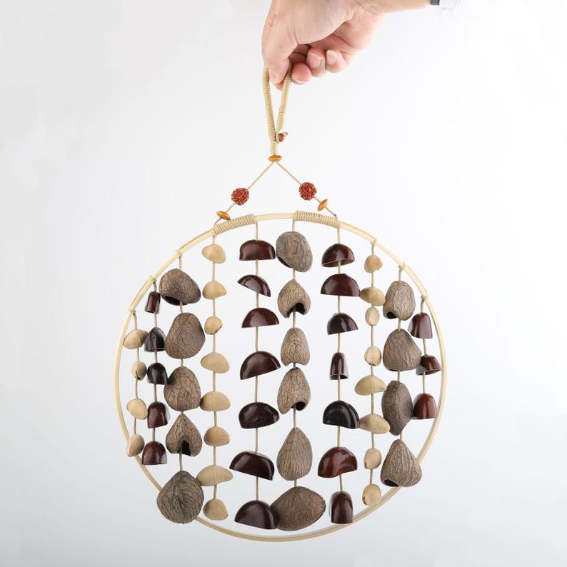 Carillon éolien en coquillages de 17 po, 72 pièces dont panji, son naturel, décoration de cour et balcon