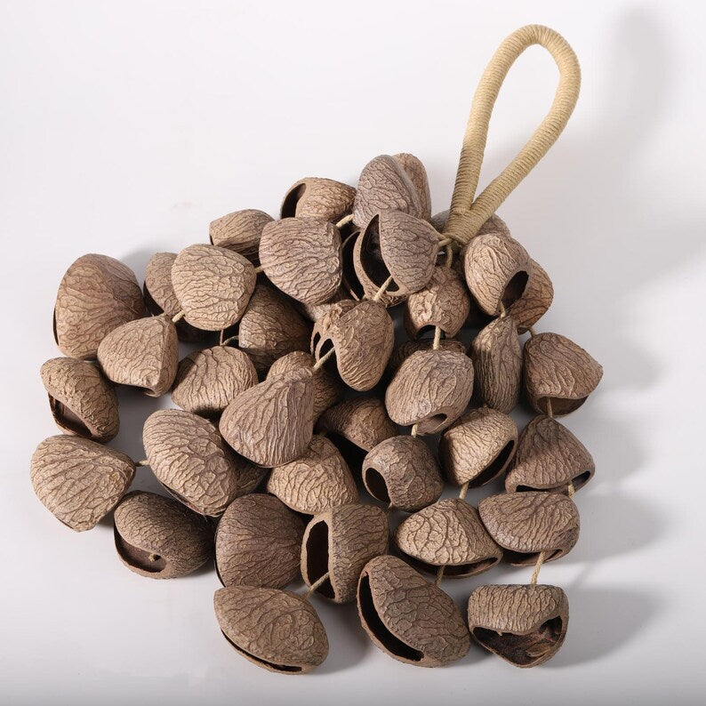 Carillon Éolien en Fruits Noirs d'Indonésie, 15 Gros Carillons, 45 Pièces, Son Naturel Apaisant pour Cour, Balcon et Restaurant