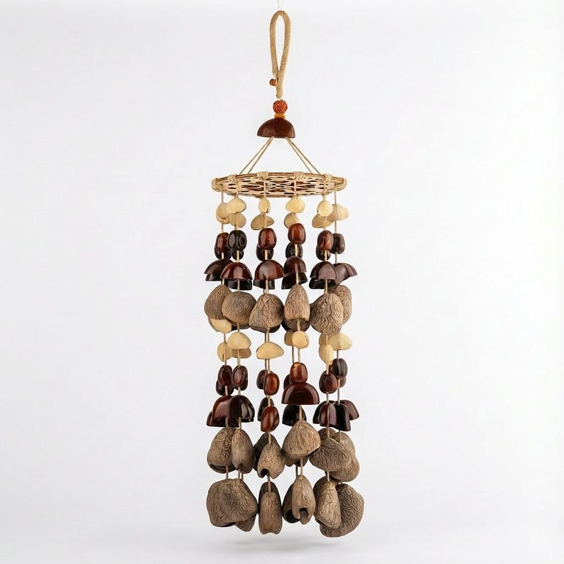 Carillon éolien en coquillages 22 po, 111 pièces, sons naturels, décor de jardin et balcon