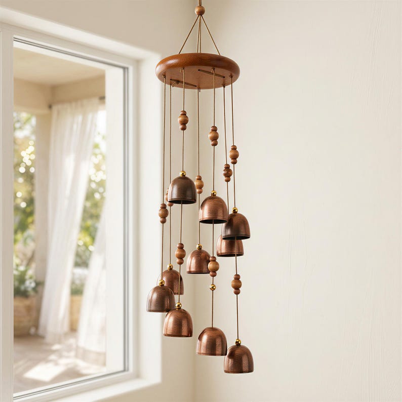 Carillon éolien en métal rotatif pour jardin et porche, cloche décorative suspendue, style ferme rustique, 15,8 x 3,3 x 3,3 pouces