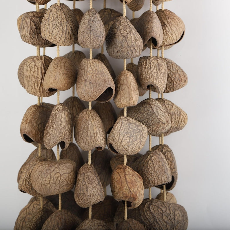 Carillon Éolien en Coquillages de 19 po, 72 Pièces de Panji, 1 Juju, Son Naturel, Décoration de Cour et Balcon
