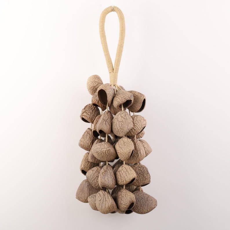 Carillon Éolien en Fruits Noirs d'Indonésie, 15 Gros Carillons, 45 Pièces, Son Naturel Apaisant pour Cour, Balcon et Restaurant