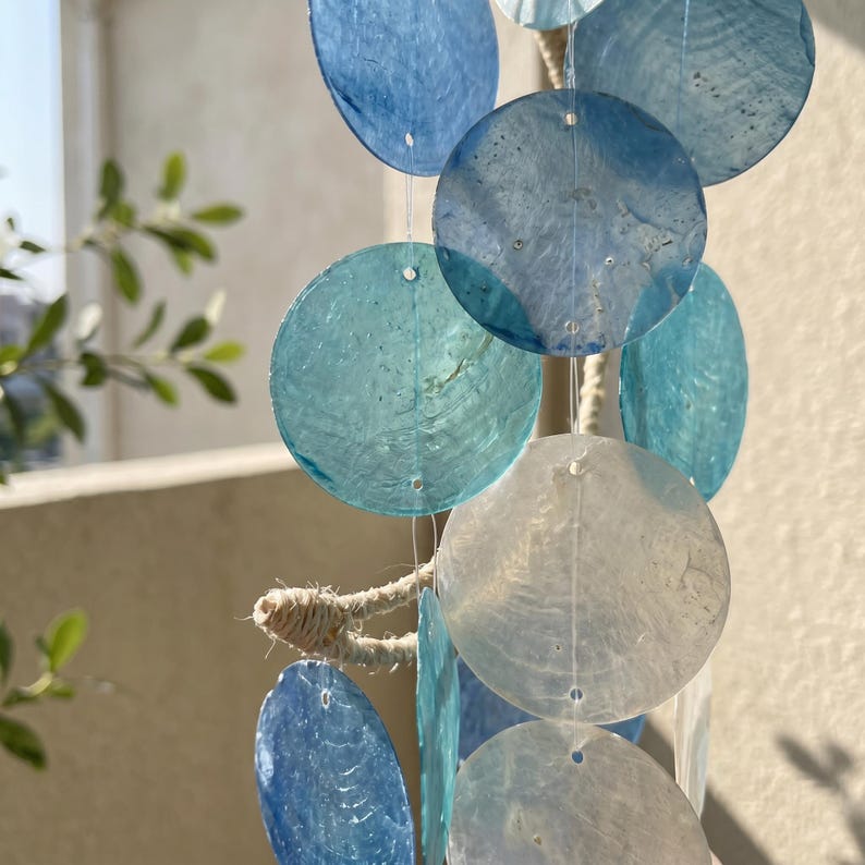 Carillon éolien en coquillage naturel, mobile nautique suspendu pour décoration de plage côtière, jardin, véranda et intérieur