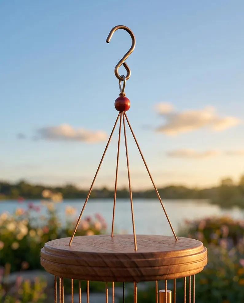 Carillon éolien en métal à 18 tubes, couleur cuivre, décoration extérieure pour jardin, terrasse et véranda, cloche au son relaxant
