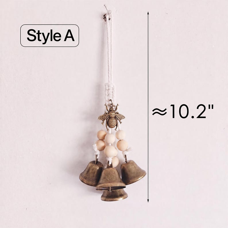 Clochettes de sorcière à suspendre pour porte, style rustique bohème, décoration murale pour entrée, cuivre et corde en coton
