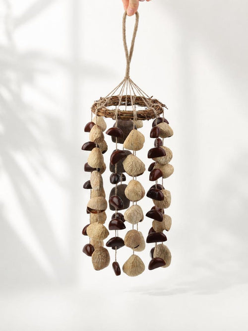 Carillon éolien 23 pouces en coquillages de fruits, 68 coquillages mélangés, sons naturels, décoration de balcon et cour